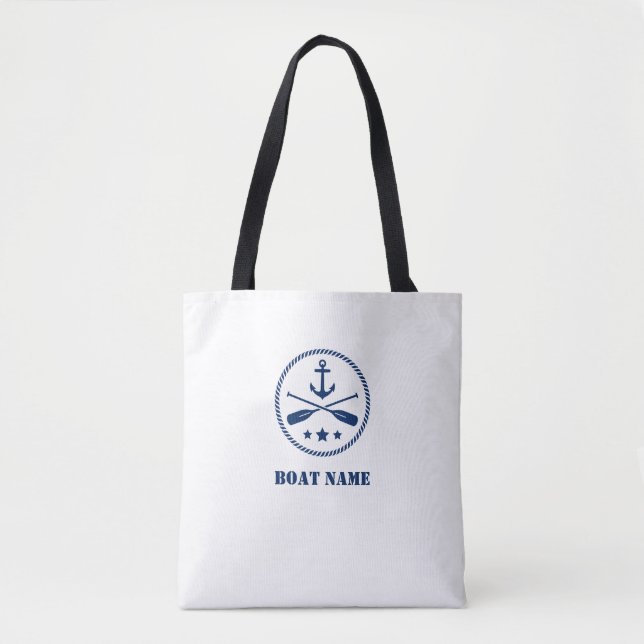 Tote Bag Votre embarcation personnalisée ou nom Ancre et av (Devant)