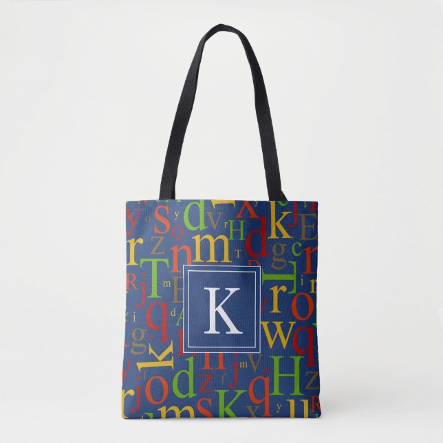 Tote Bag Votre initiale | Alphabet coloré (Devant)