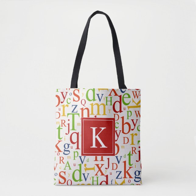 Tote Bag Votre initiale | Alphabet coloré (Devant)