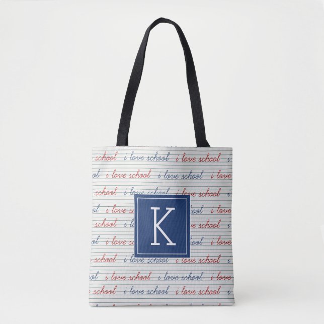 Tote Bag Votre initiale | I Love School (Devant)