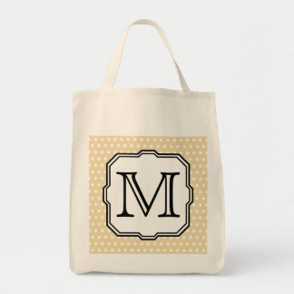 Tote Bag Votre Lettre. Monogramme personnalisé. Polka Beige
