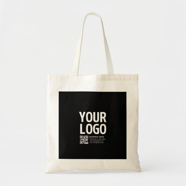 Tote Bag Votre logo avec code QR et texte modifiables  (Devant)