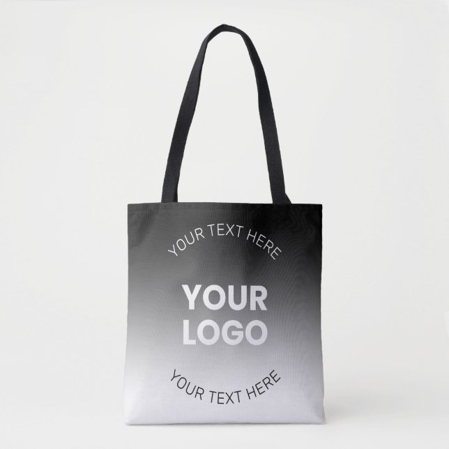 Tote Bag Votre logo | Dégradé noir & blanc moderne modifiab (Devant)