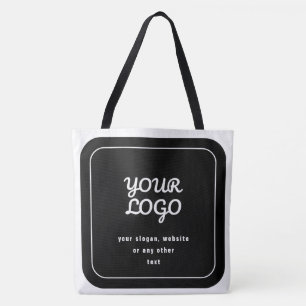 Tote Bag Votre logo et slogan ou autre texte Noir et blan
