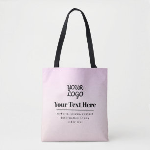 Tote Bag Votre logo et texte   Ombré rose et pêche
