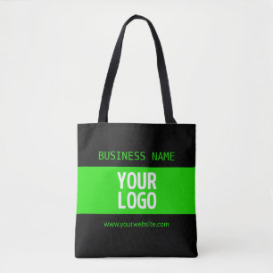Tote Bag Votre logo ou image Noir et vert brillant