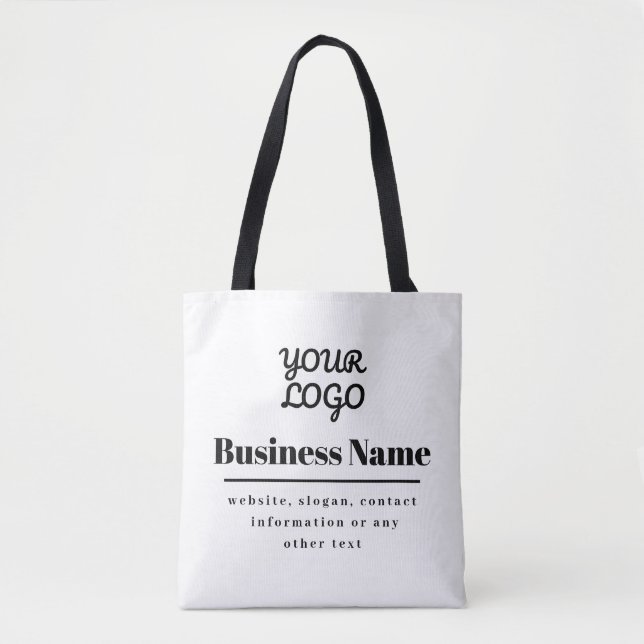 Tote Bag Votre logo Retro-Moderne Blanc & Noir (Devant)