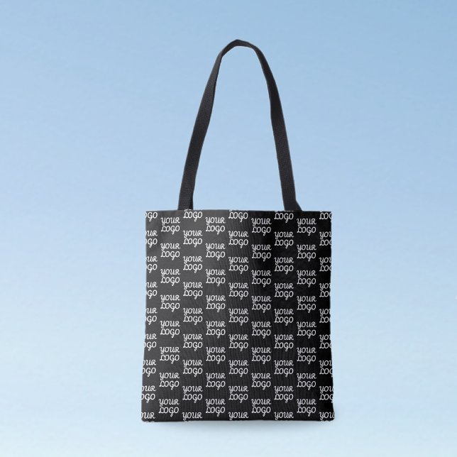 Tote Bag Votre logo | Simple répétition Motif de logo (Créateur téléchargé)