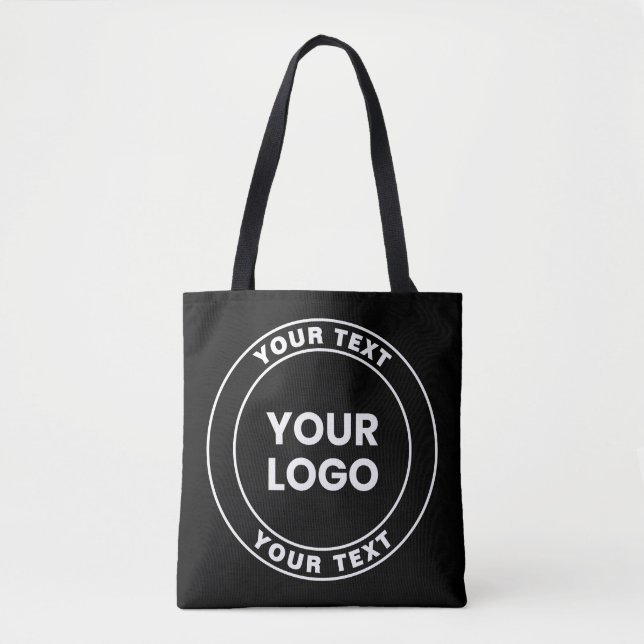Tote Bag Votre logo téléchargé + Texte circulaire gras  (Devant)