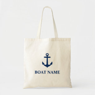 Tote Bag Votre nom de bateau Ancre bleue