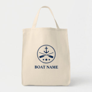 Tote Bag Votre nom de bateau Ancre et aviron Épicerie écolo