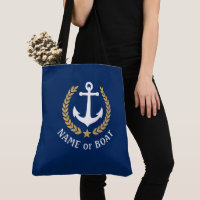 Votre nom de bateau Ancre Gold Laurel Large Navy B