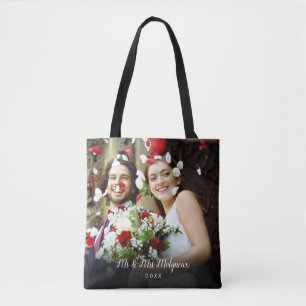 Tote Bag Votre nom de script de photos de mariage préférées