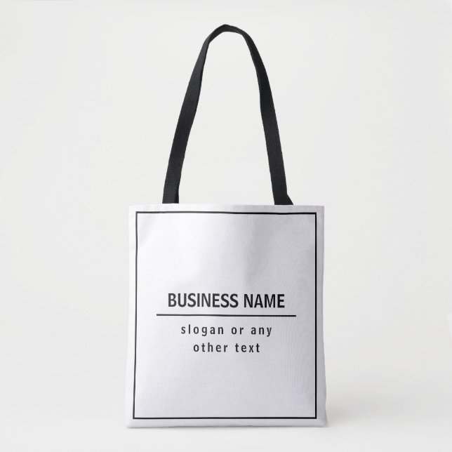 Tote Bag Votre nom d'entreprise ou marque, etc. Blanc Noir (Devant)