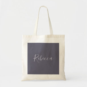 Tote Bag Votre nom Écriture lavande élégante sur violet b