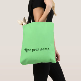 Tote Bag Votre nom en vert sur vert clair vert clair