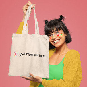 Tote Bag Votre nom Instagram & Promo d'icône de médias soci
