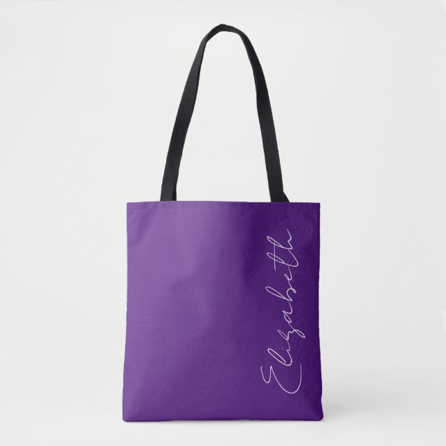 Tote Bag Votre nom Typographie Royal Purple Modèle (Devant)