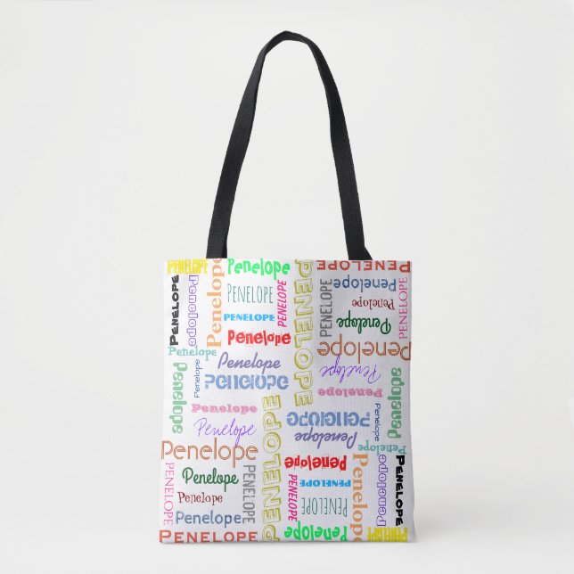 Tote Bag Votre nom Word Cloud Fun Fontes Typographie (Devant)