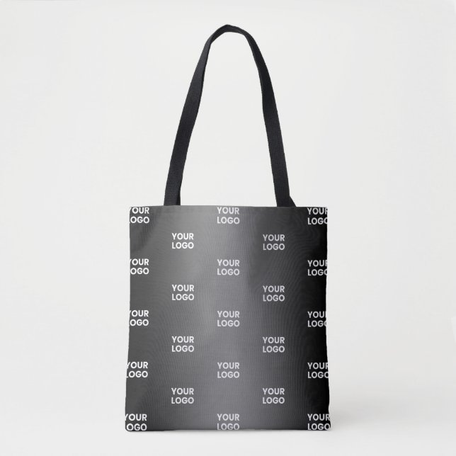 Tote Bag Votre simple logo répétitif | Gradient noir et gri (Devant)