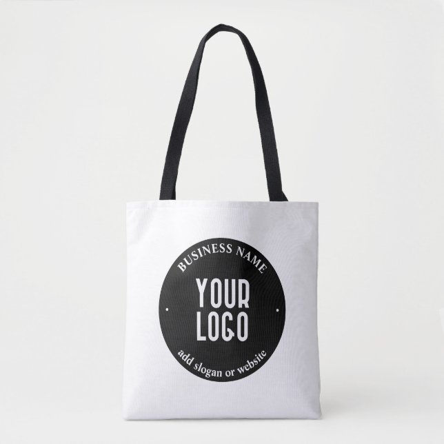 Tote Bag Votre texte et votre logo téléchargé | Noir et bla (Devant)