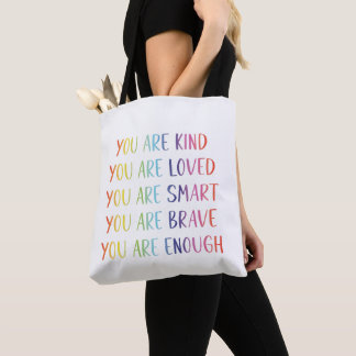 Tote Bag Vous êtes aimé Affirmations positives arc-en-ciel