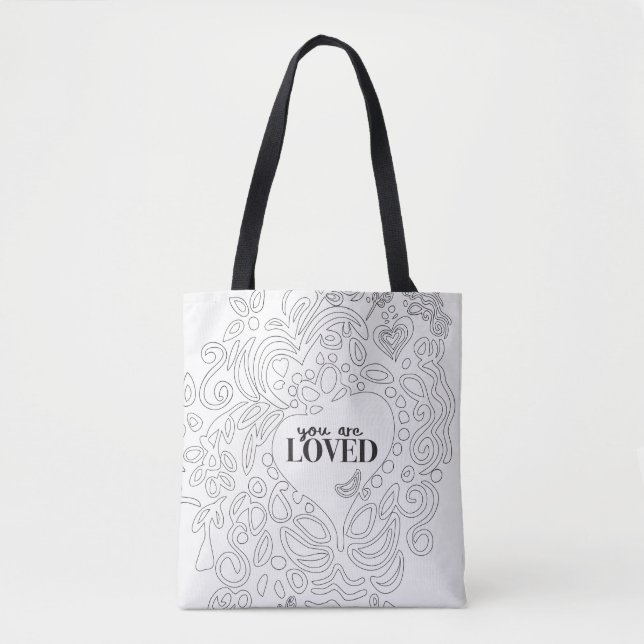 Tote Bag Vous êtes aimé, noir souligné motif (Devant)