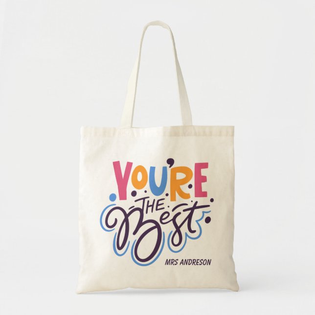 Tote Bag Vous êtes le meilleur nom personnalisé de script m (Devant)
