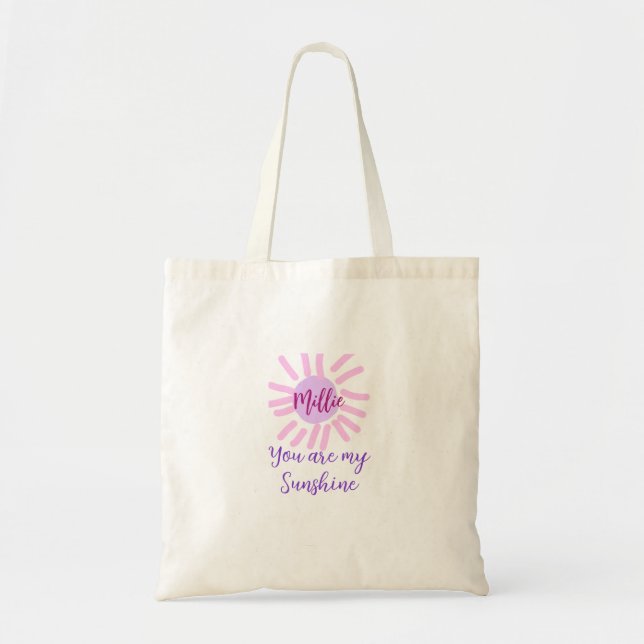 Tote Bag vous êtes mon soleil violet rose pastel rayons de  (Devant)