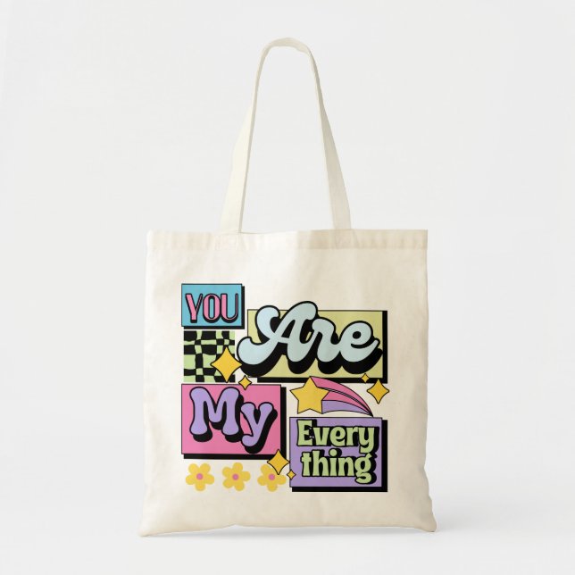 Tote Bag Vous êtes mon tout - Pastel 90s Typographie (Devant)