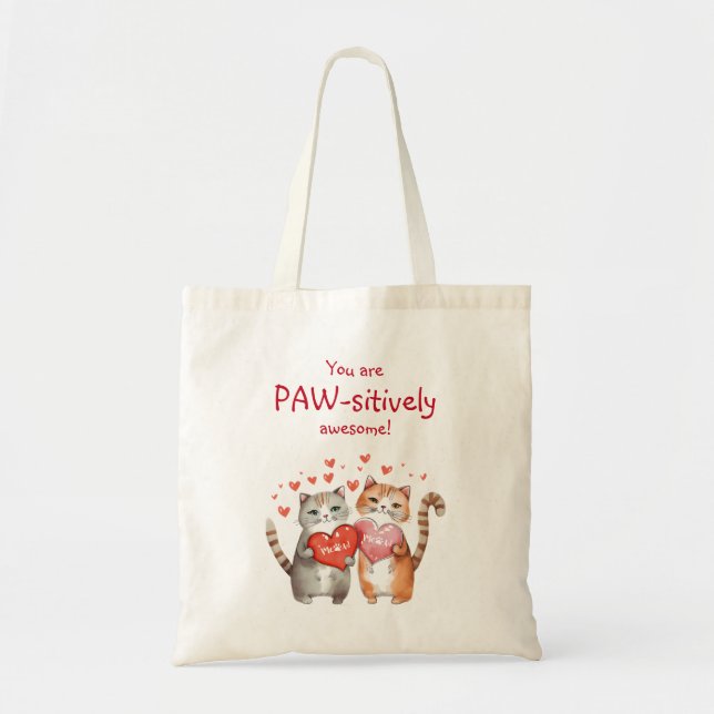 Tote Bag Vous êtes passionnément génial Chat rouge et rose (Devant)