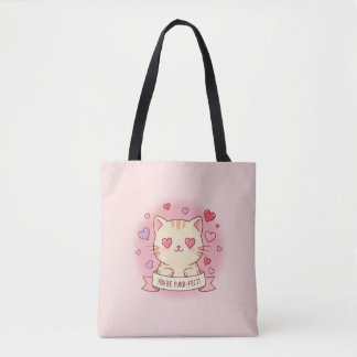 Tote Bag Vous êtes Purr-fect ! Adorable Saint Valentin Chat
