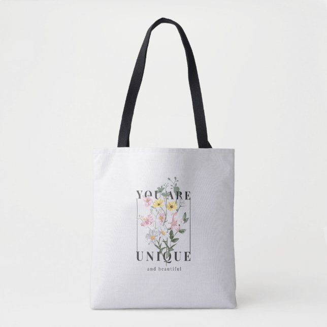 Tote Bag Vous êtes un Slogan floral unique (Devant)