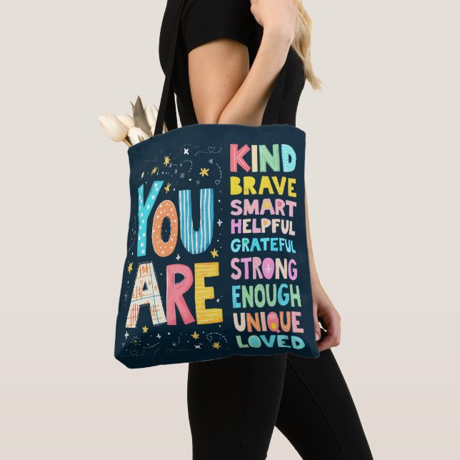Tote Bag Vous Êtes Une Citation Inspirationnelle Typographi (De près)