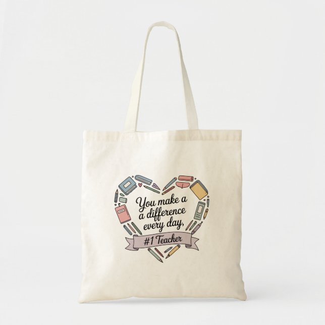 Tote Bag Vous faites une différence tous les jours" Thé Ins (Devant)