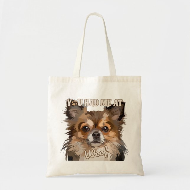 Tote Bag Vous m'avez eu au portrait de chien texte (Devant)