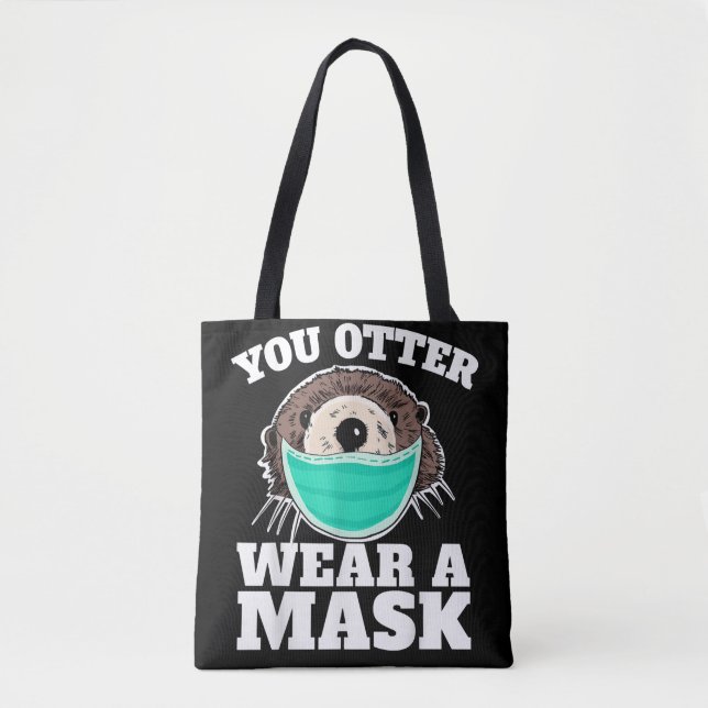 Tote Bag Vous Otter Porter Masque drôle Otter Distances soc (Devant)