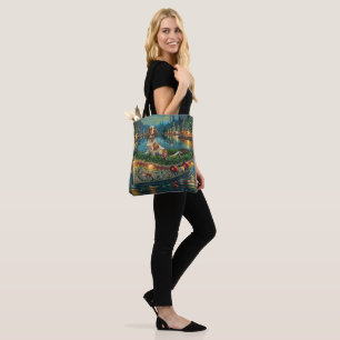 Tote Bag Voyage de fête de Noël de l'Epagneul Breton