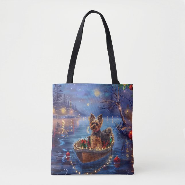 Tote Bag Voyage de fête de Noël du Biewer Terrier (Devant)