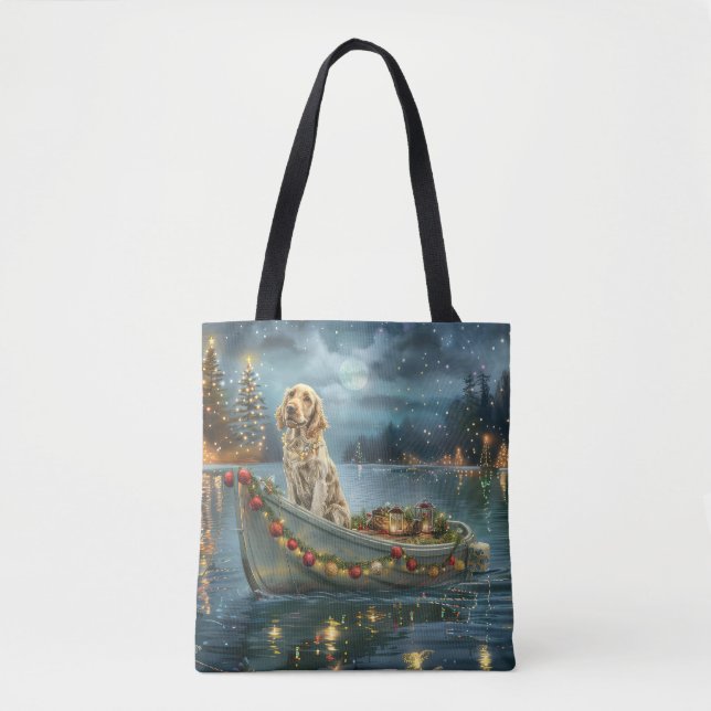 Tote Bag Voyage de fête de Noël du Setter Anglais (Devant)