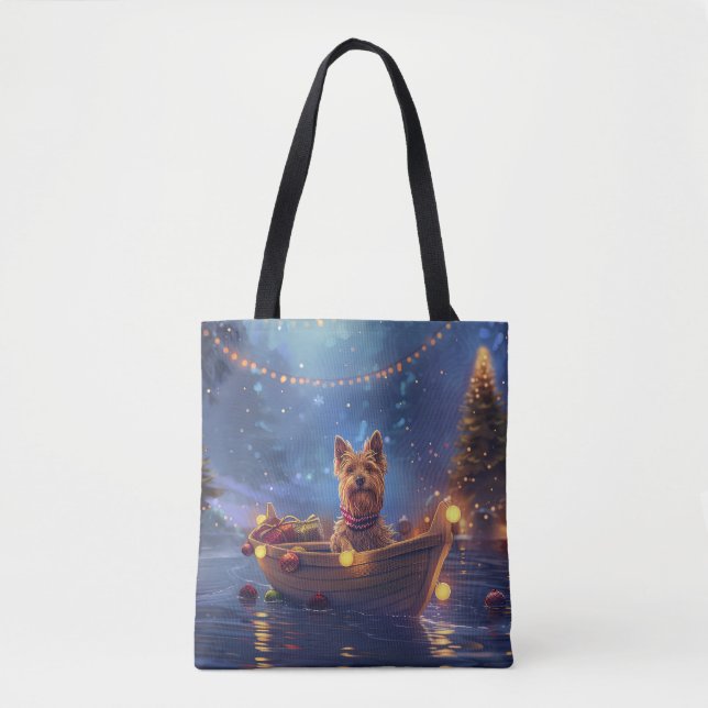 Tote Bag Voyage de fête de Noël du Terrier Australien (Devant)