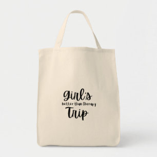 Tote Bag Voyage de fille, mieux que la thérapie en noir