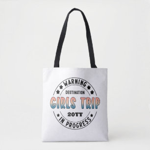 Tote Bag Voyage de filles sur mesure en cours Dégradé amusa