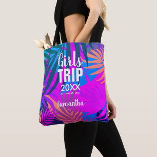 Tote Bag Voyage de filles tropicales avec Couronne, Année &