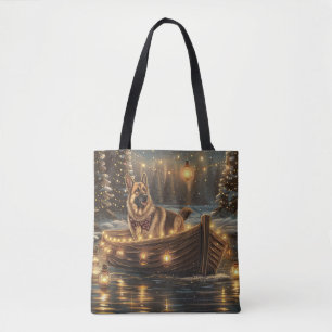 Tote Bag Voyage de Noël festif de Berger Allemand