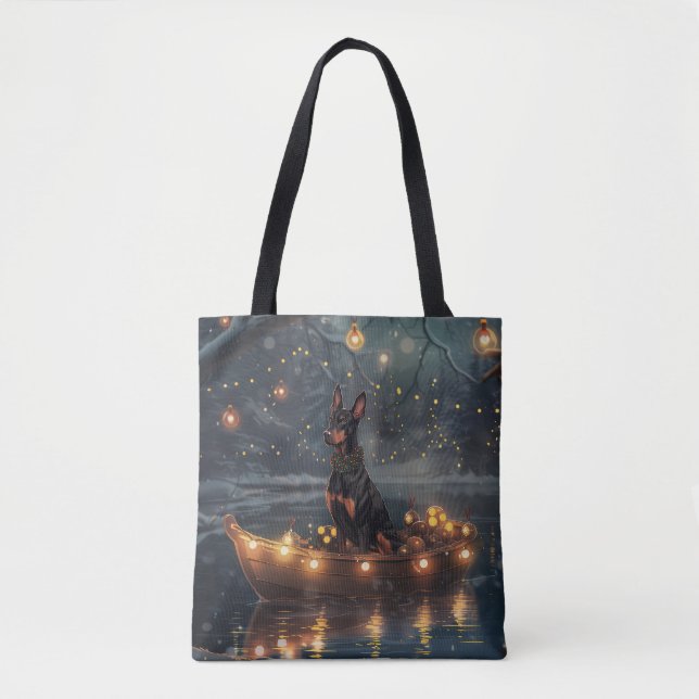 Tote Bag Voyage de Noël festif du Doberman (Devant)