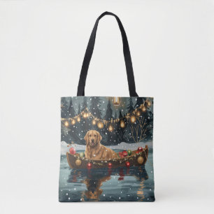 Tote Bag Voyage de Noël Festif du Golden Retriever