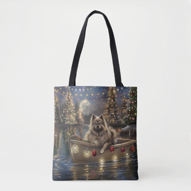 Tote Bag Voyage de Noël festif Keeshond (Devant)