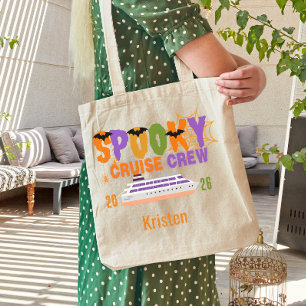 Tote Bag Voyage en croisière Halloween personnalisé en fami