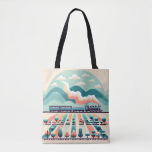 Tote Bag Voyage En Train Rétro À Travers Les Paysages Surré